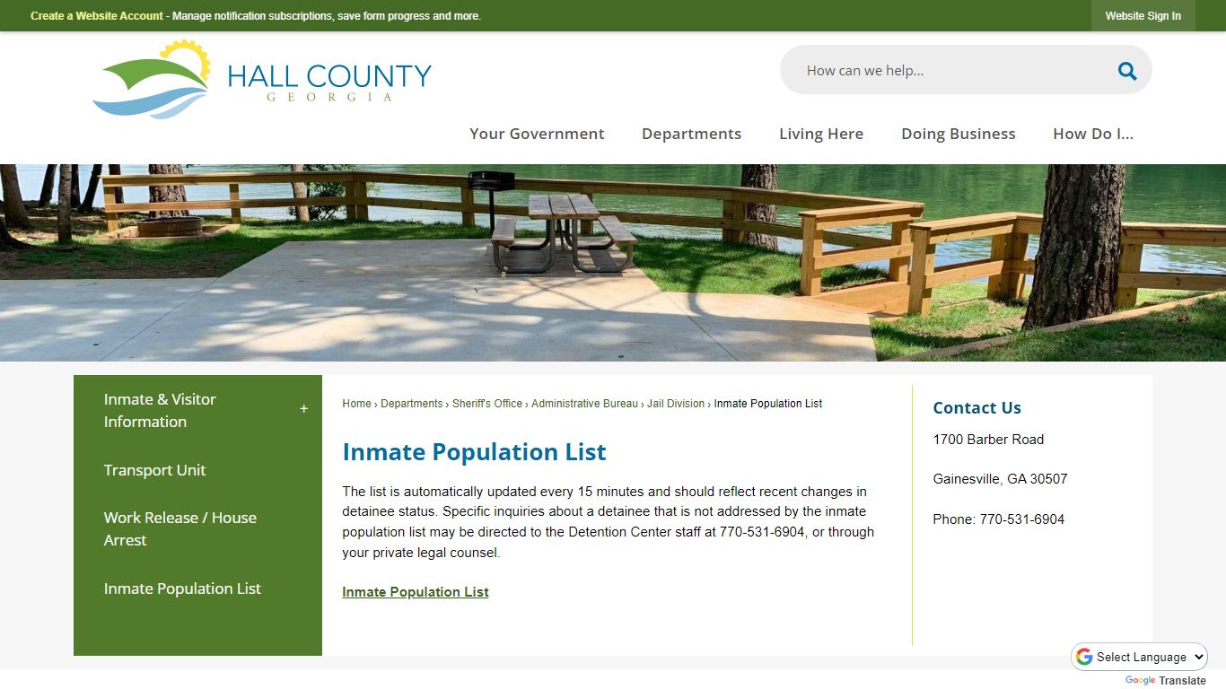 Inmate Population List | Hall County, GA - Official Website
